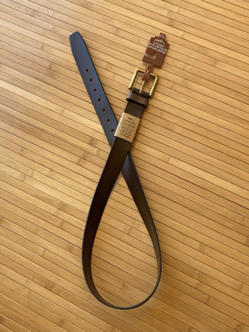 Stone Mountain Genuine Leather Casual Belt Mens Large 38-40 Brown NWT